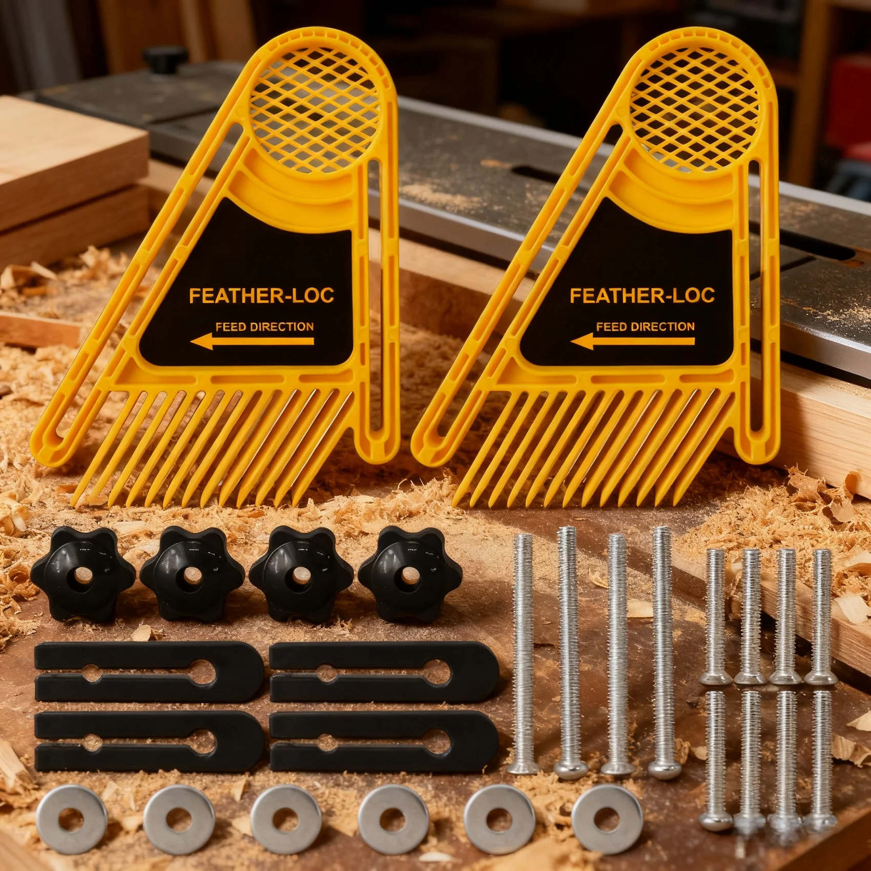 Feather Loc Board Set for Woodworking Table Saws Engraving Machine Double Featherboard Push Block for Workbench Table Saw Fence