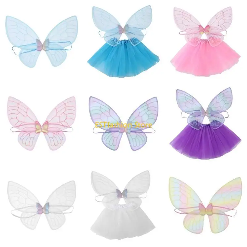 

Y5GC комплект костюма феи-бабочки из 2 предметов с крылом бабочки, юбка-пачка, платье принцессы, одежда для Хэллоуина, косплей,