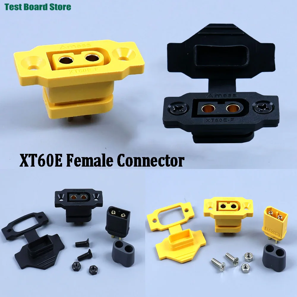 Quick Charge XT60E-F.B Model Airplane Battery Gold-plated 30A High Current Female Plug Mountable XT60 Connector Black / Yellow