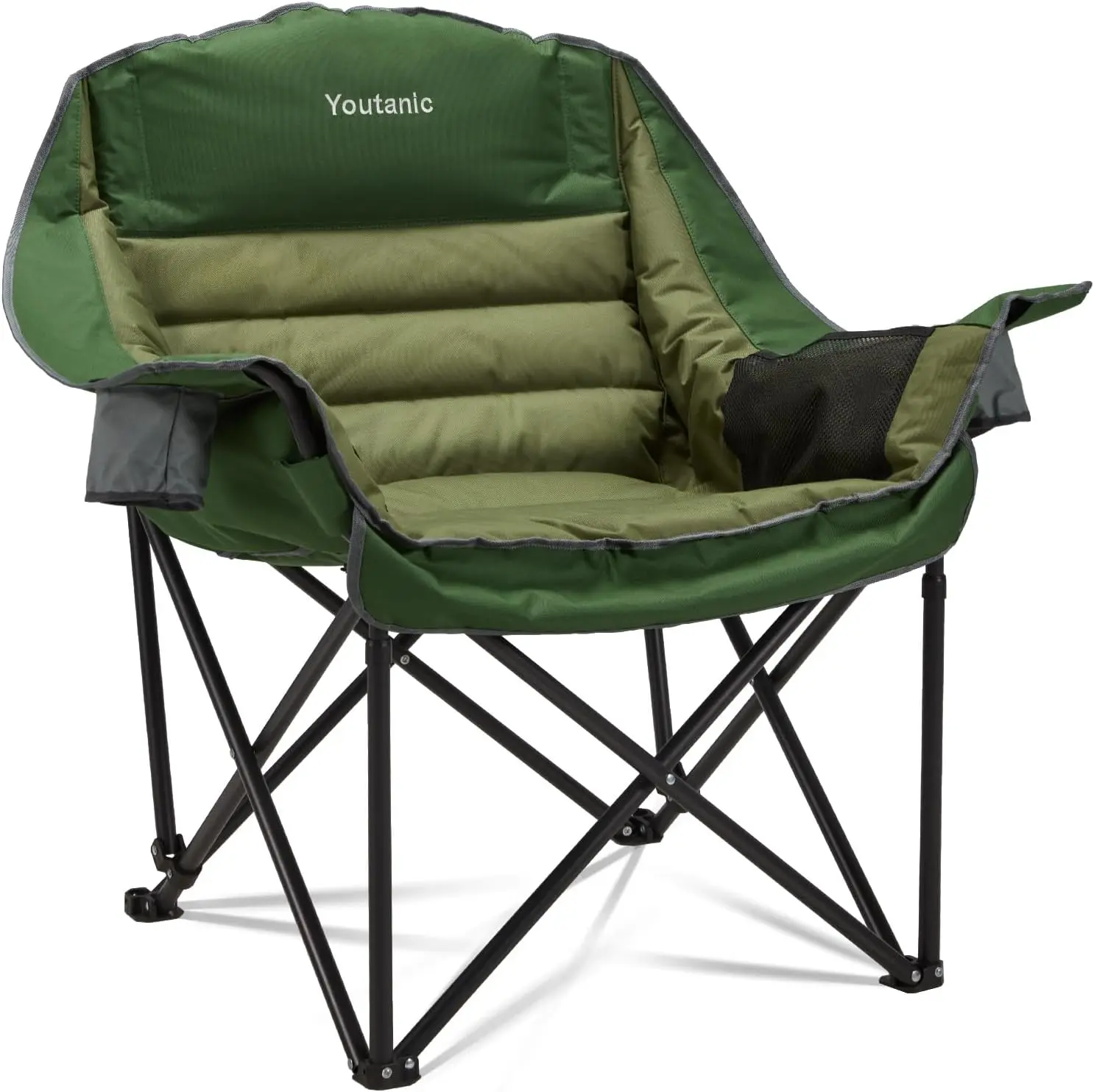 Chaise de camping pliante portable respirante avec poche latérale, porte-gobelet et sac de transport, chaises de camping en plein air