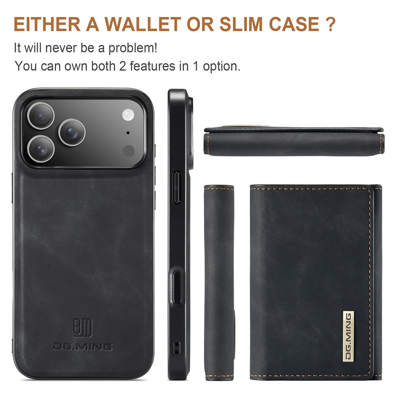 For New IPhone 17 Pro Max Air 16 15 14 Plus 13 Pro Max Phone Case 2 in 1 Detachable Wallet Cards Holder Magnetic Leather Cover view 6