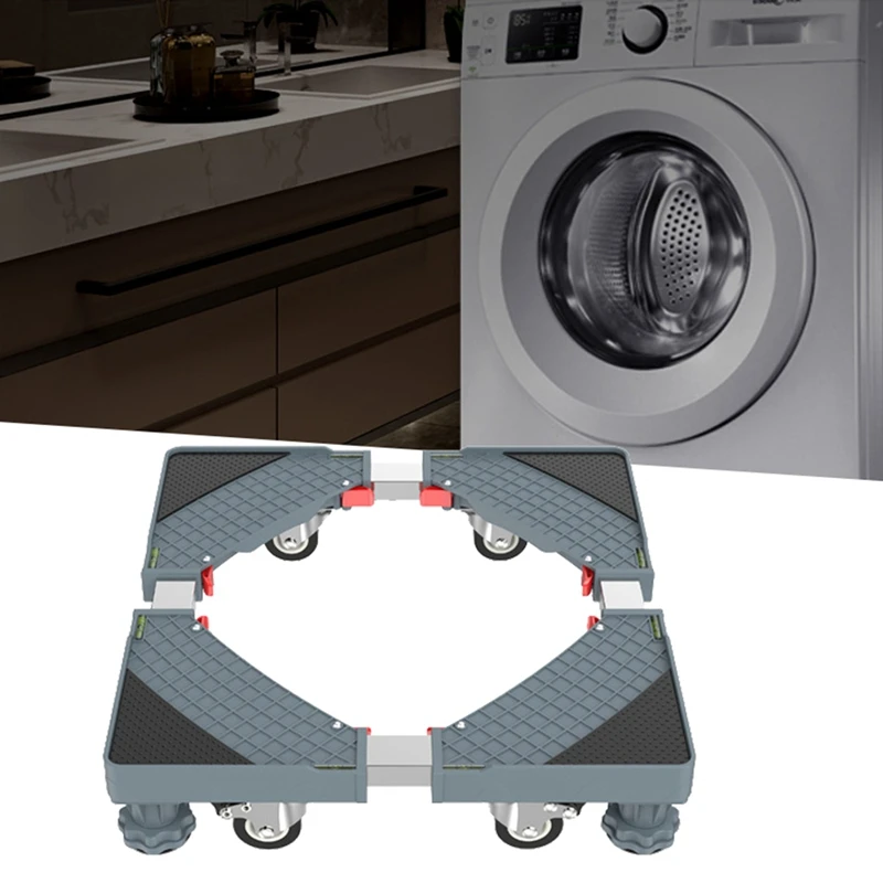 Extendable Washing Machine Base With Wheels Non-Slip Anti-Vibrator Mobile Base For Washing Machine Bathroom