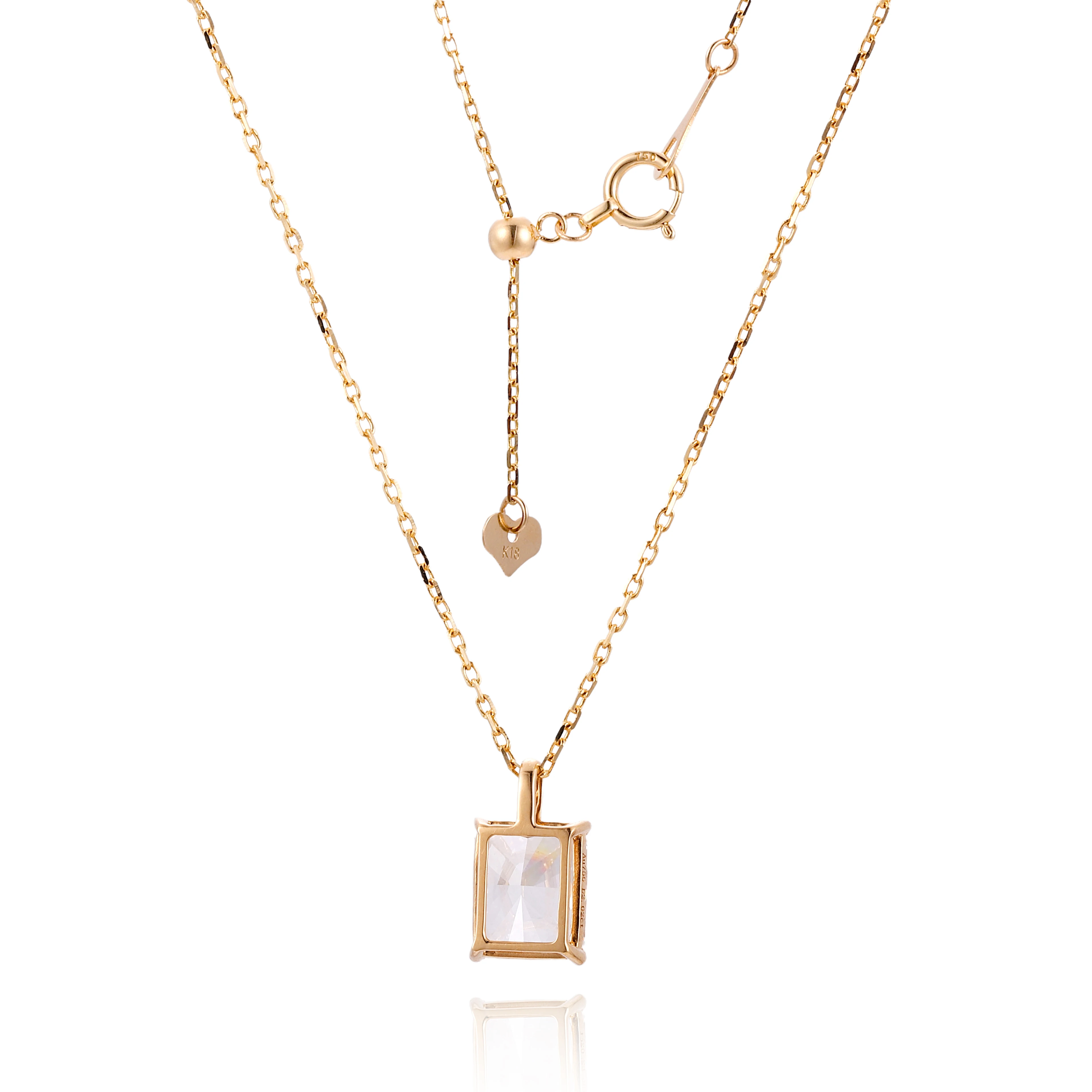 Provence 2 Carat Radiant Cut Lab-Grown Diamond Pendant 18K Yellow Gold Dainty Necklace Romantic Bridal Promise Gift Jewelry