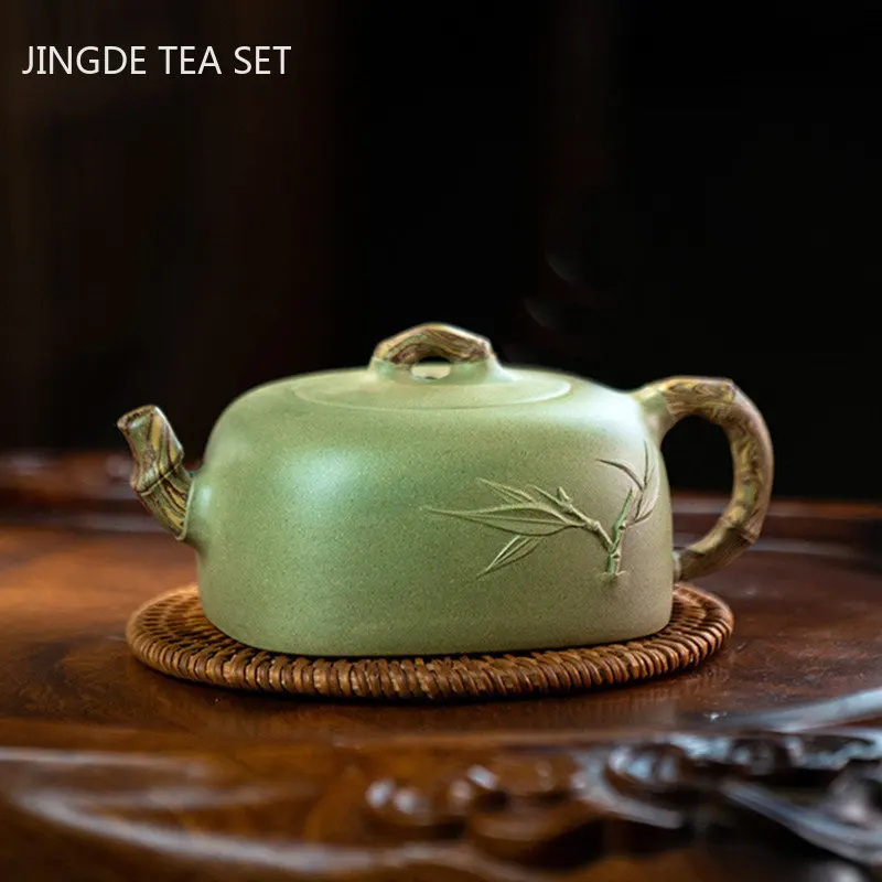 

240ml Handmade Boutique Yixing Purple Clay Teapots Raw Ore Bean Green Mud Filter Tea Pot Customized Beauty Kettle Zisha Tea Set