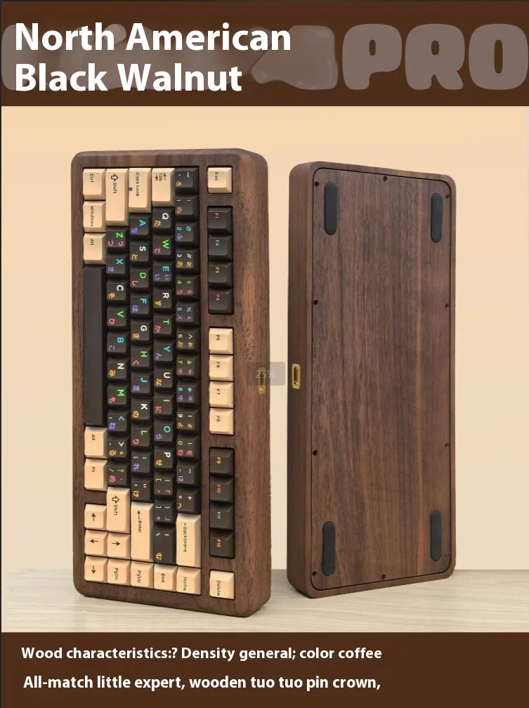 Imagem -02 - Zaoyi Null75 Kit de Teclado Mecânico Três Modos Teclado para Jogos sem Fio Madeira Maciça Personalizado Troca Quente Acessórios para Jogos Presente