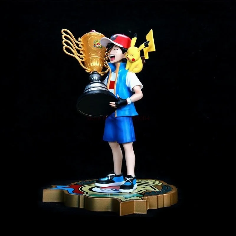 2024 nowy Model Ash Ketchum mistrza Pokemon Pikachu 28cm bohaterowie kreskówek wokół kolekcja modeli z pcv ozdoby na biurko prezentów