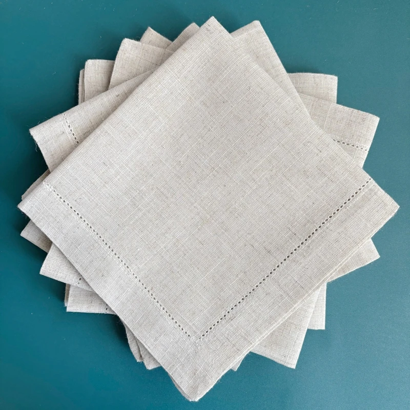 Monogrammed Handkerchief - 6 Pieces Linen napkins White Table