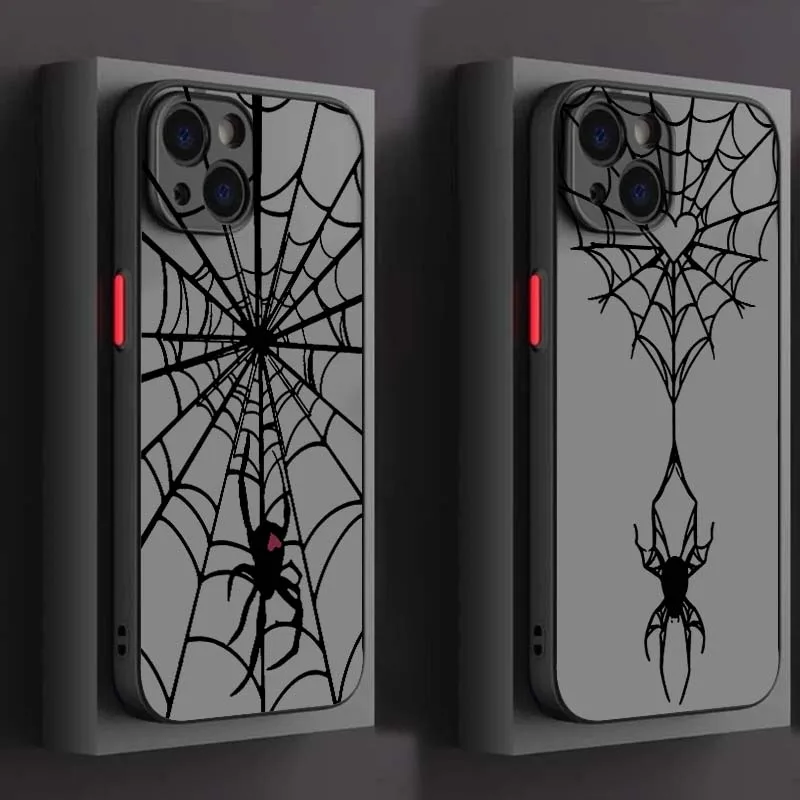 Spider-Man Art Line Cool per Apple iPhone 16 15 14 13 12 11 XR XS X Pro Max Plus Mini Custodia per telefono traslucida satinata