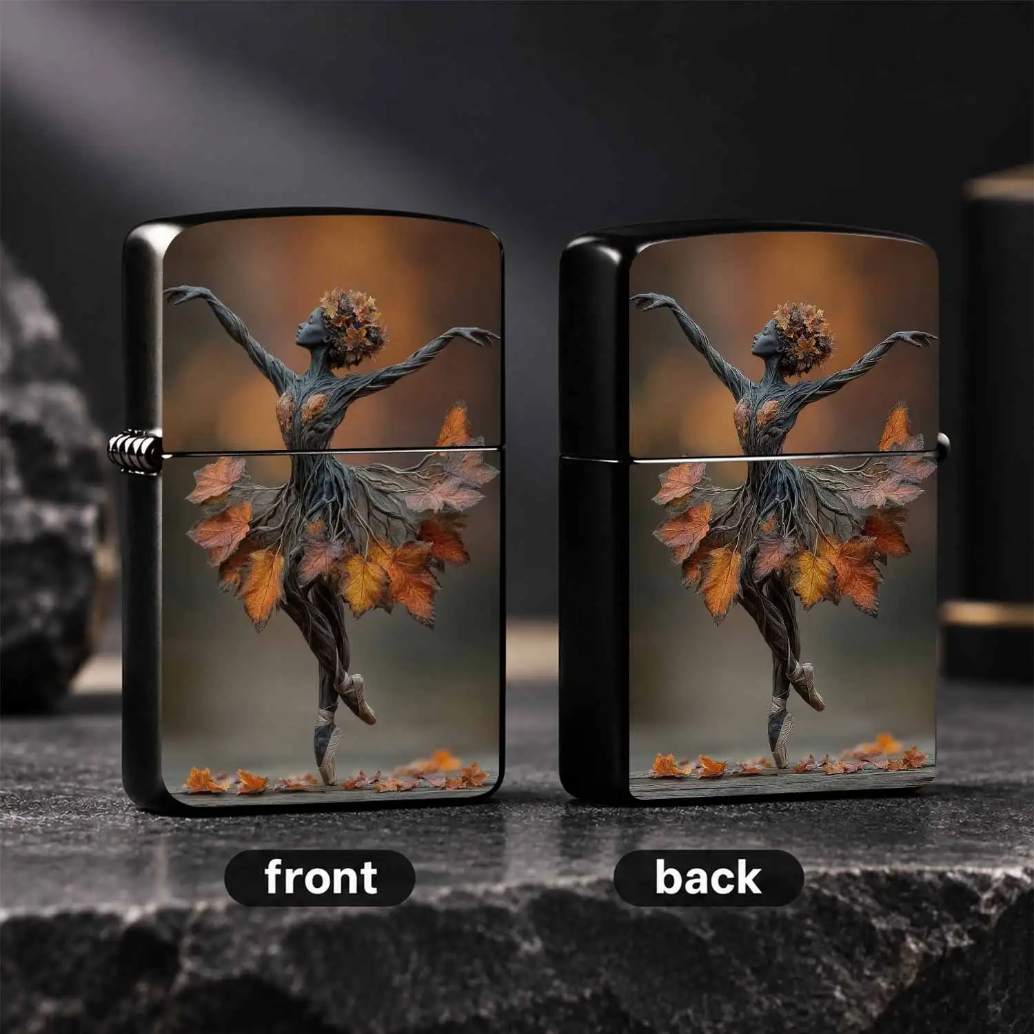 Creative Autumn Tree Spirit Ballerina Themed Lighter, Artistic Aesthetic Printed Portable Ignition Accessory, Retro Artistic Fall Vibe Carryalong Item, Suitable For All Daily Scenarios, Unique Exquisite Gift For Friends And Hobbyists A Humo