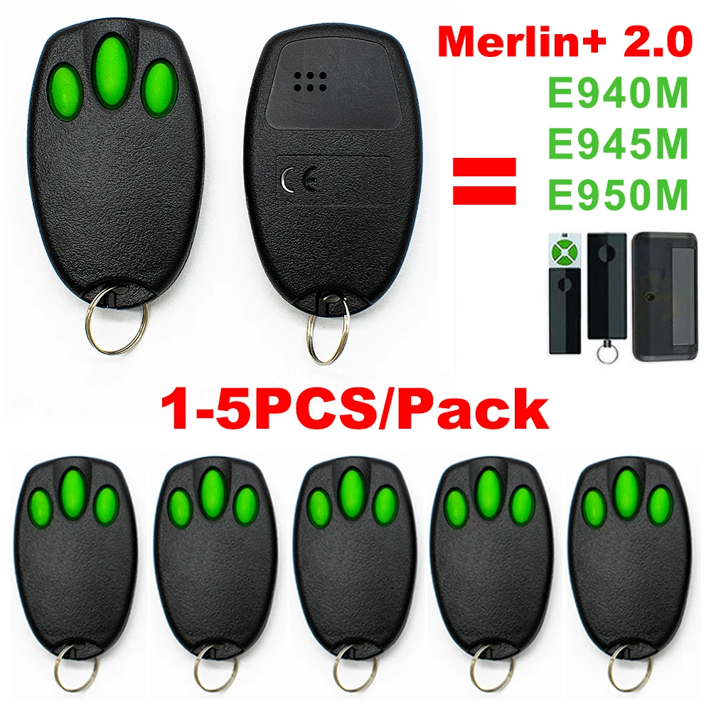 

1-5PCS/Pack.Merlin+ 2.0 E945 E945M E950M E943M Garage Gate Door Remote Control Compatible ST50EVOB ST50EVO MT100EVO MT60EVO