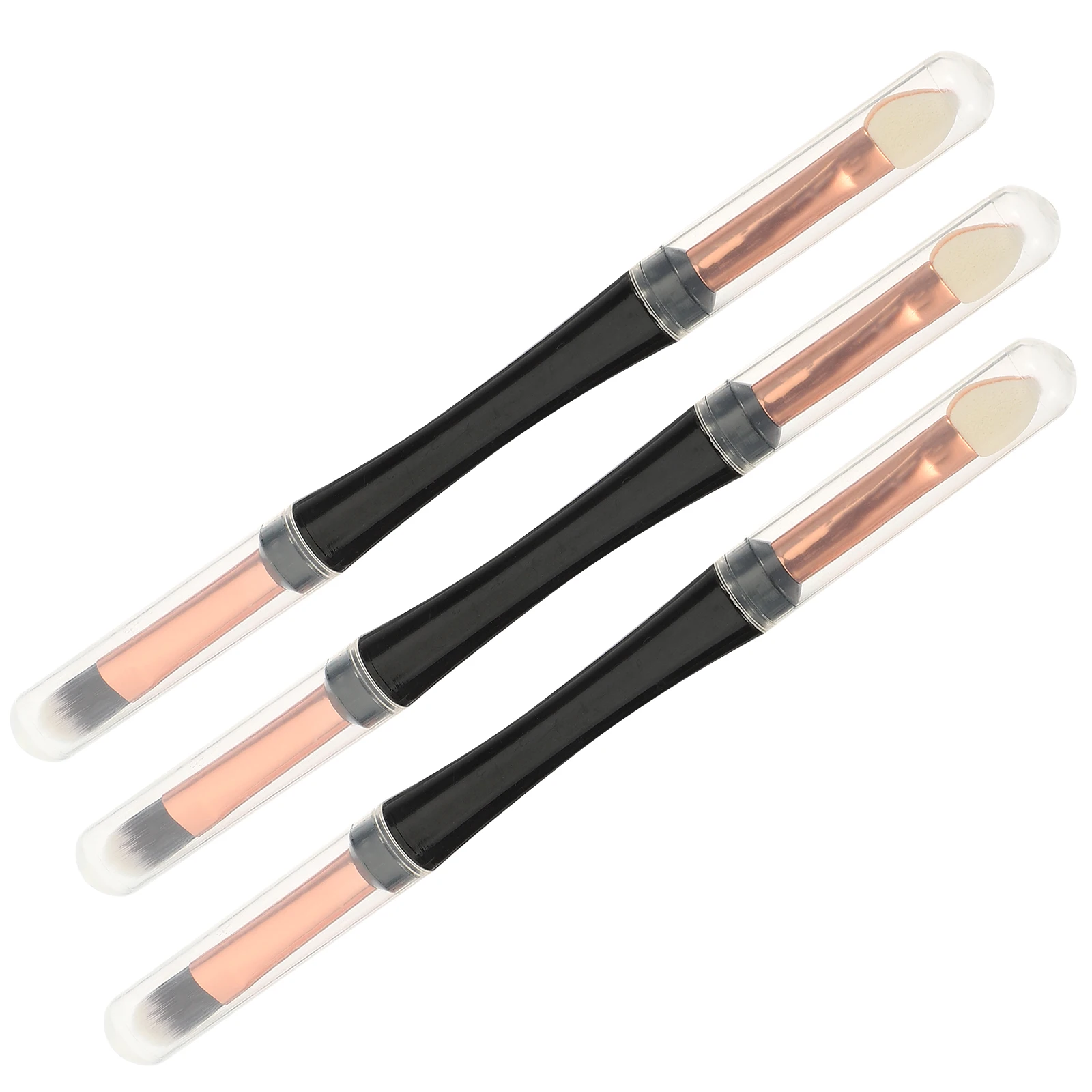 

3pcs Dual Purpose Makeup Brush Comestics Makeup Tools Makeup Supplies for Women Female with Lid (Can Be Used as Sponge Brush or