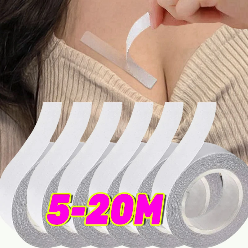 미끄럼 방지 보이지 않는 안전한 바디 테이프, 접착 원피스 천, 양면 테이프, 피부 스티커 브라, 안전한 스트립, 투명 란제리 테이프, 5-20m