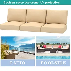 Outdoor Waterproof UV Resistant Cushion Cover Garden Furniture Chair Sofa Cushion Replacement Beige 1-8 Piece Set Only Cover