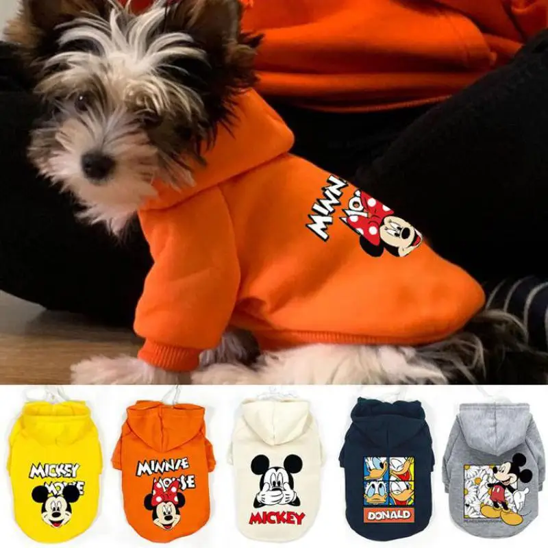 Winter Pet Dog Clothes Disney Cartoon Dogs Hoodies Cute Mickey Coats For Small Medium Large Pullover French Bulldog Pug Perro