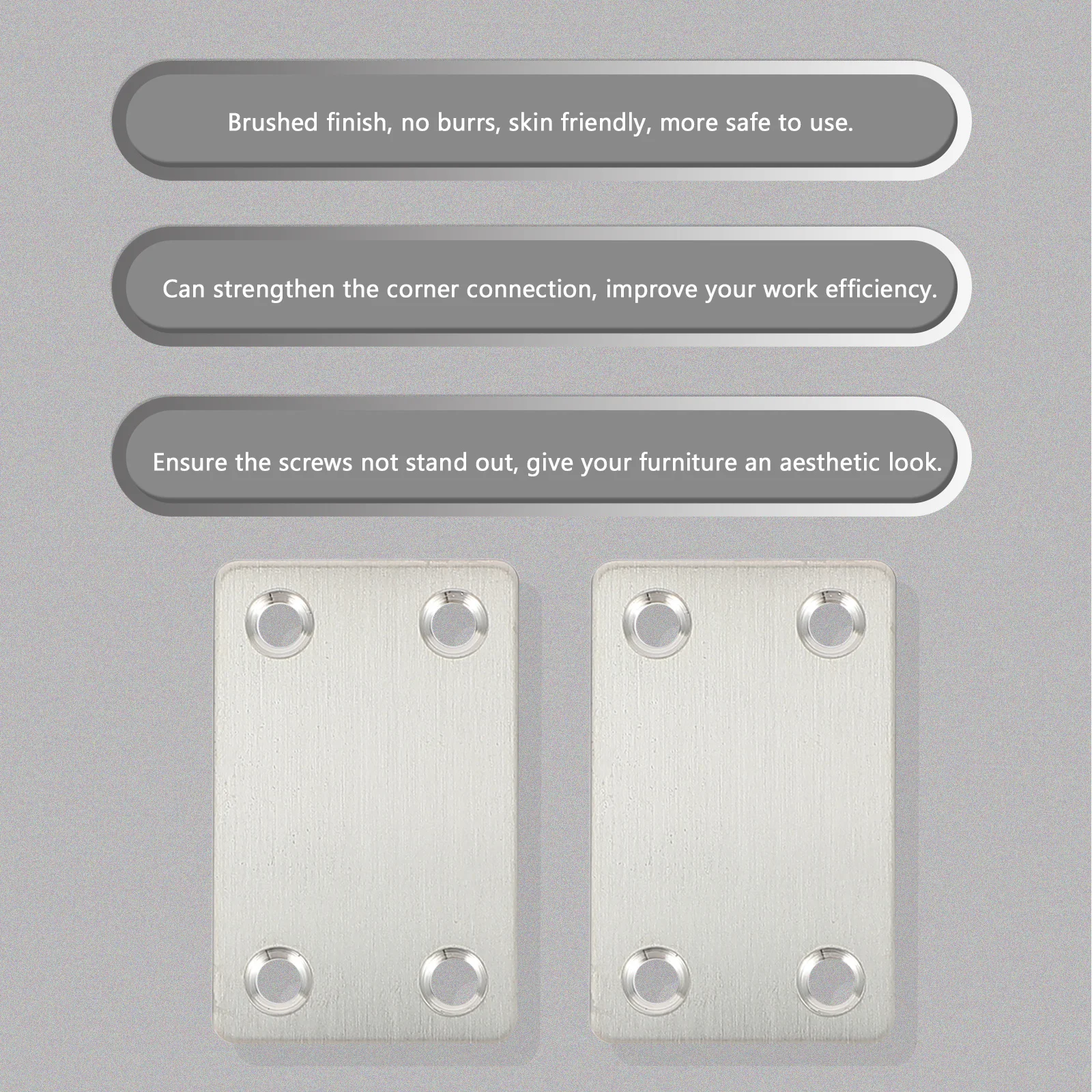 

12Pcs Stainless Steel Corner Supports Anti-Rust Straight Furniture Fixing Accessories Furnishing Straight Connections Silver