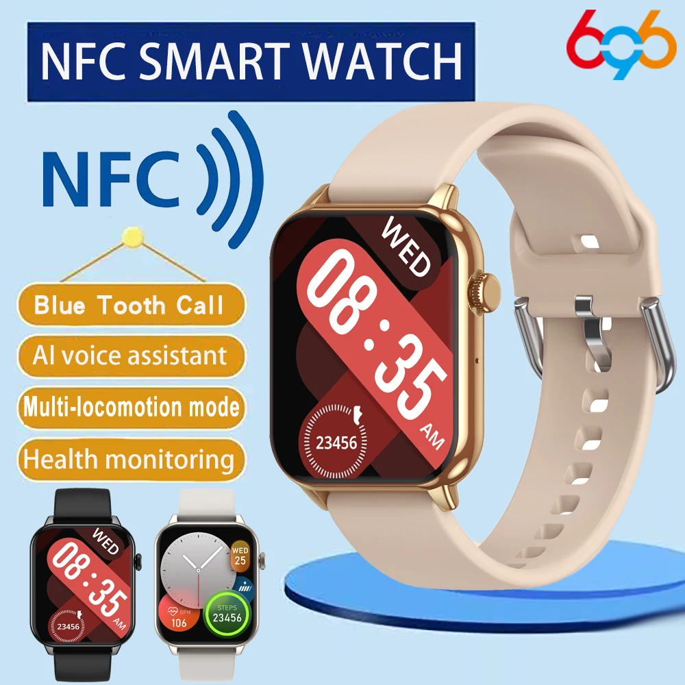Luxury Smart Watch Men Women Blue Tooth Call Multi-Sport Mode Push Message 2.5D Curved Screen Heart Rate Music Lady Smartwatch