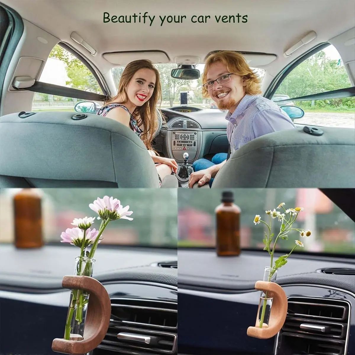 [N84R] Car Vase Vent Clip, 2PCS Car Flower Vase, Wooden Car Flower Vase Vent Clip, Car Flower Vase for Car Air Vent Ornament view 5