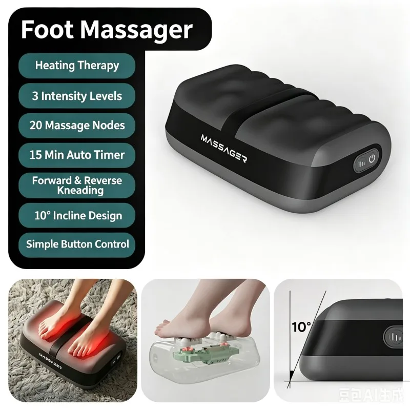Repose-pieds chauffant sous le bureau au travail, repose-pieds ergonomique avec chaleur et massage par vibration, chauffe-pieds réglable en hauteur pour le bureau