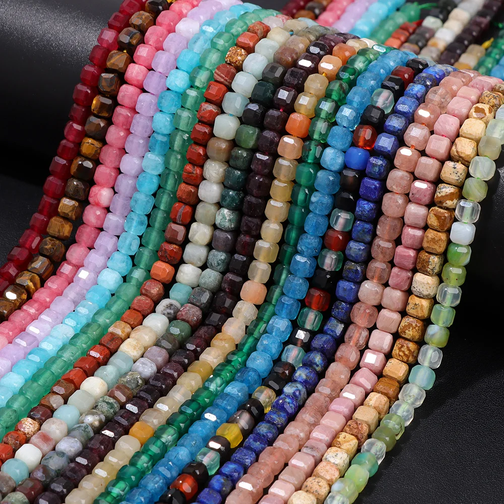 Natural Rhodochrosite Square Stone Beads 5mm Cube Stone Gems Beads For Making Jewelry Bracelet DIY Necklace Accessories Charm image 6