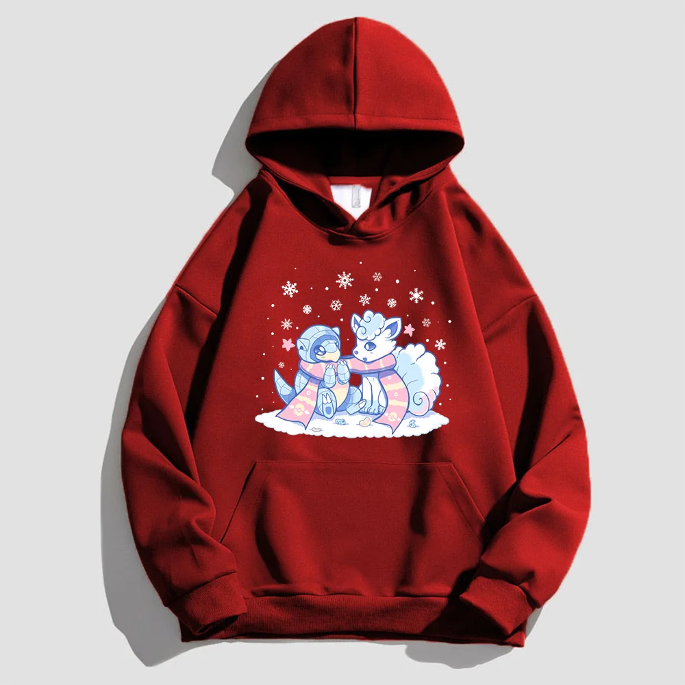 

Men's and Women's Cotton Plush Sweatshirt Frosty Forms Print Christmas Party Hoodie Christmas Gift Shared Warmth Y2K