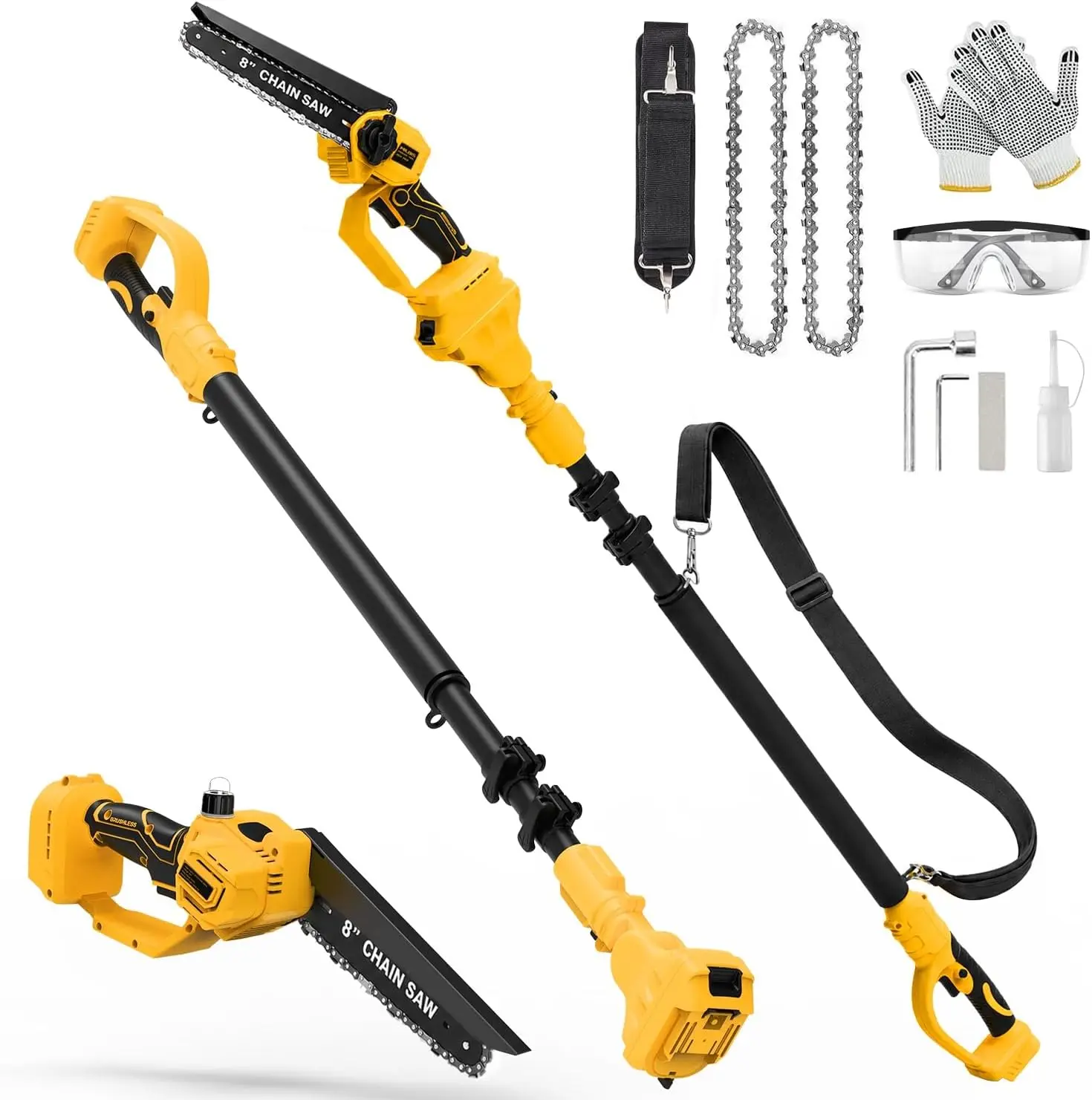 2 In 1 Cordless Pole Saws Compatible 20V Battery Battery Not Included