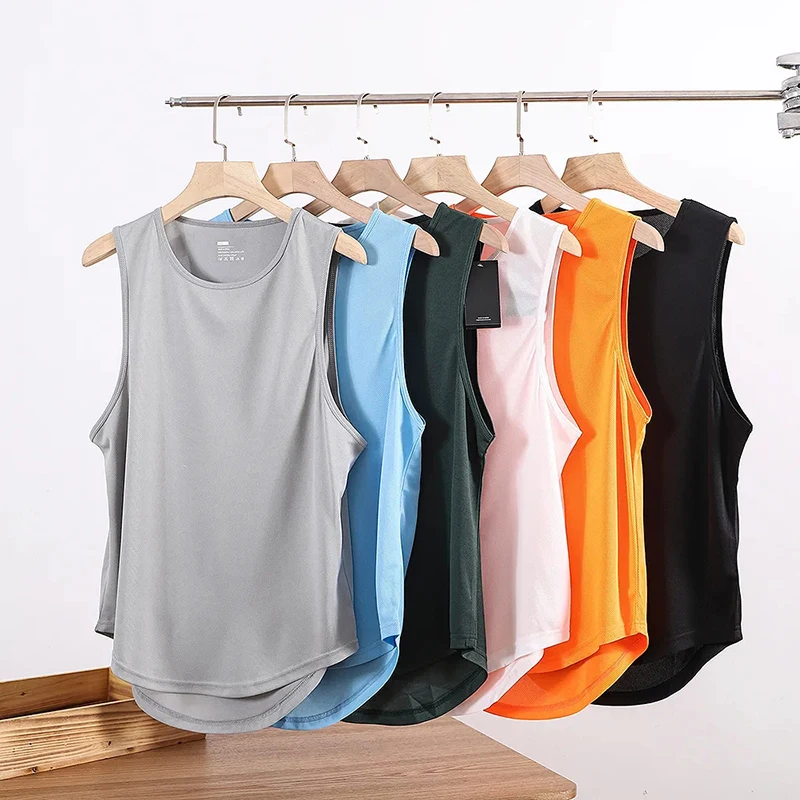 Men's Sporty Breathable Quick Dry Mesh Tank Top T-Shirt Summer Lightweight round Neck  Color Loose Fit Youthful Style