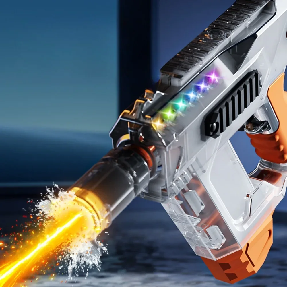 Pistola de agua eléctrica de disparo continuo, totalmente automática, con luz, verano, exterior, playa, piscina, jardín, juegos de lucha, juguete, regalo para niños