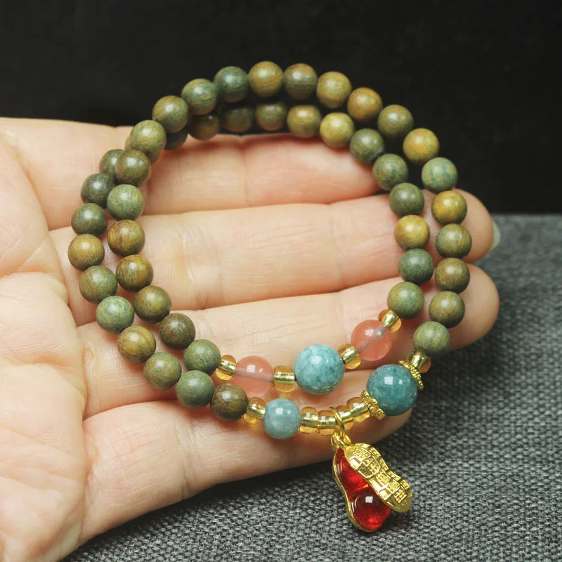 Guajacwood with Fragrance 6mm Double Circle Bracelet Pendant Bracelet for Women Crafts Rosary/Prayer Beads Bracelet Ornament