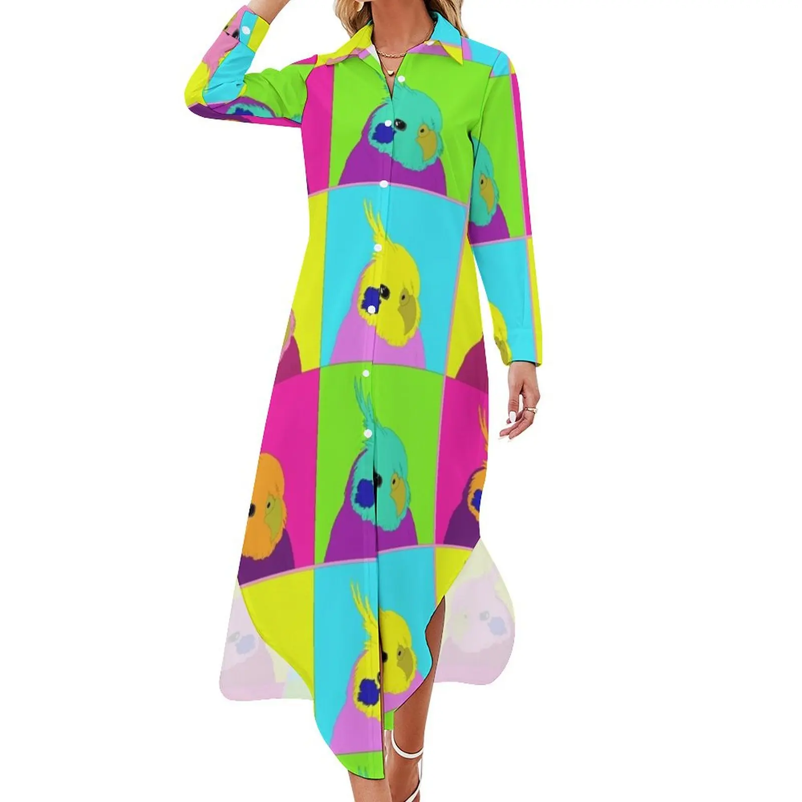 

Pop Art Cockatiel Long Sleeved Shirt Dress summer dresses womens 2024 luxury woman party dress