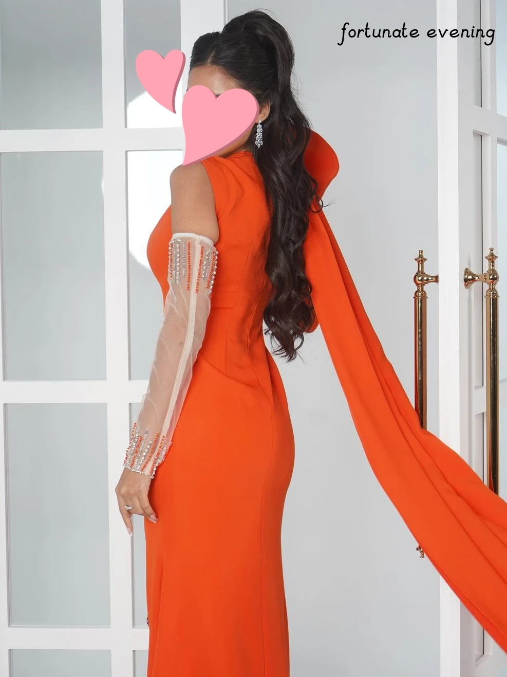 Fortunate Evening Elegant Vintage Sweet Orange Beading Ribbon One Shoulder Formal Occasion Prom Dress Evening Party Gowns