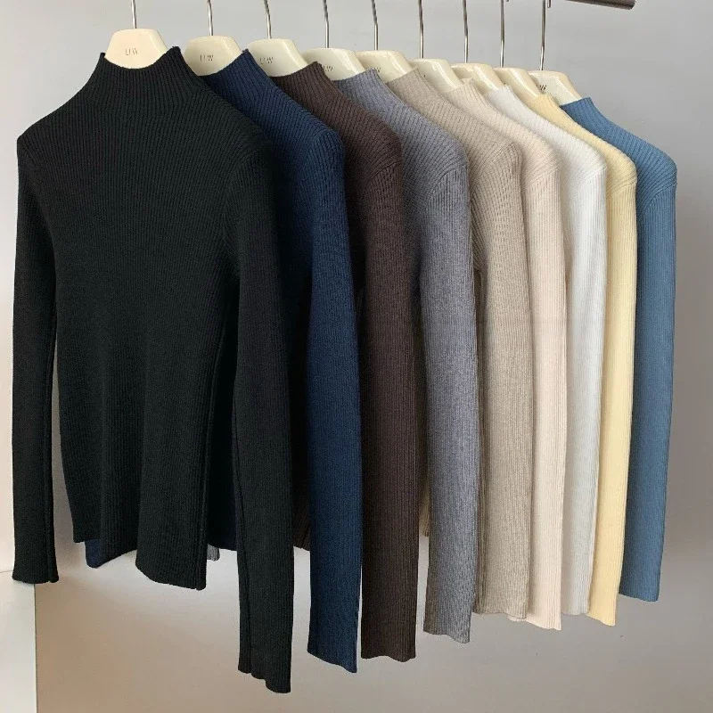 سترة نسائية لخريف وشتاء 2025 بأكمام طويلة سترة أساسية دافئة بياقة مدورة سترة نسائية متماسكة أنيقة