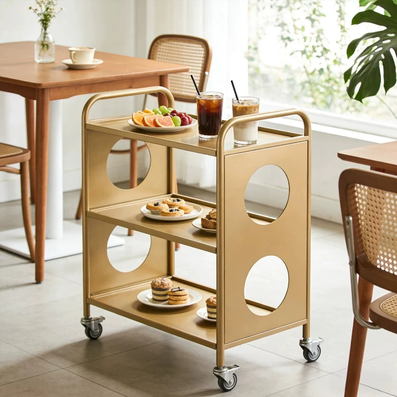 Internet celebrity store ins mobile car, special display rack for coffee and dessert shop, multi-layer beverage storage trolley