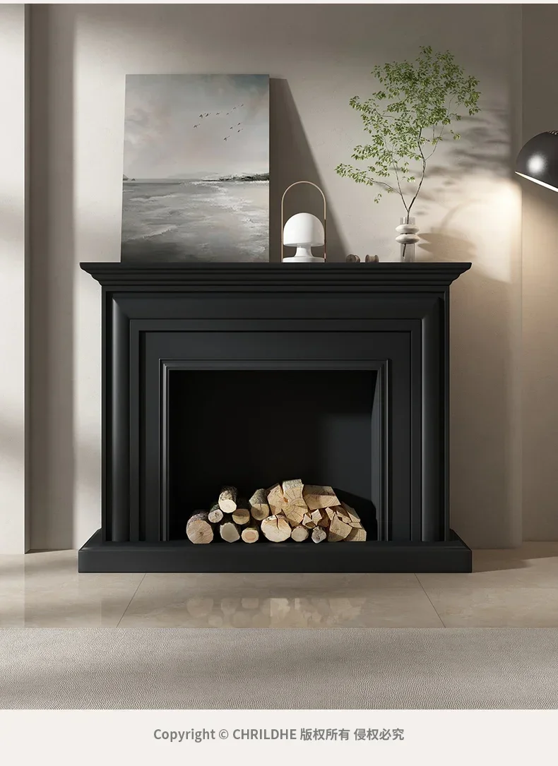 Yjq Decorative Fireplace Curio Cabinet Grade Simple Silent Wind Black Wall Shelf