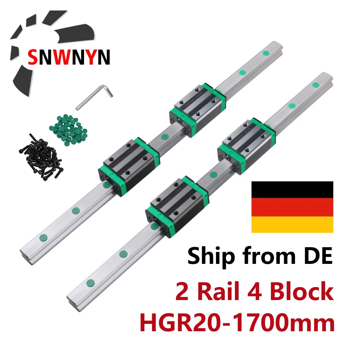 2PCS HGR20 Linear Guide Rail Length 1700mm + 4PCS HGH20CA Bearing Block For 3D Printer CNC Parts Ship From DE