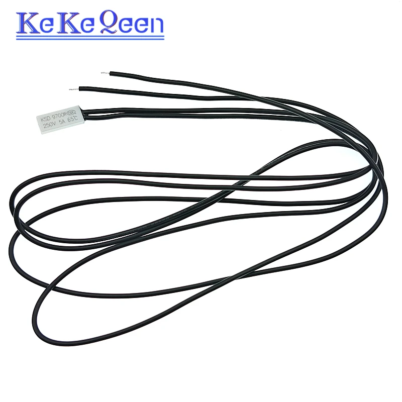 Customized Version New KSD9700 5A Metal Plastic 65C 250V with 1000mm Cable Temperature Switch NC/NO Thermostat Thermal Prote