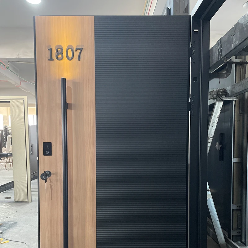 High-End Custom Entrance Door Private Label Cast Aluminum Exterior Front Entry Minimalist for Apartments Outdoor Hotels Villas