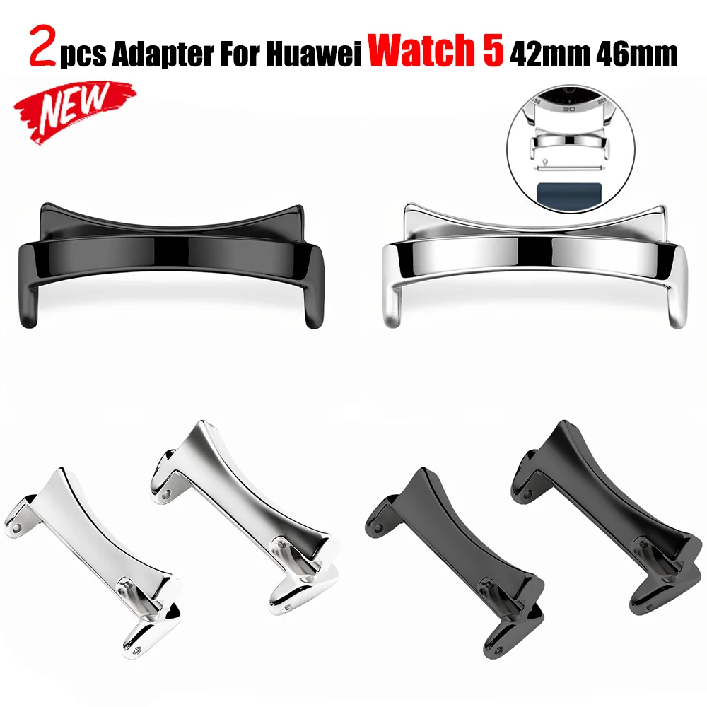 2pcs Adapter for Huawei Watch 5 42mm Smartwatch 316L Stainless Steel Metal Connector Accessories for Huawei Watch 5 46mm Band
