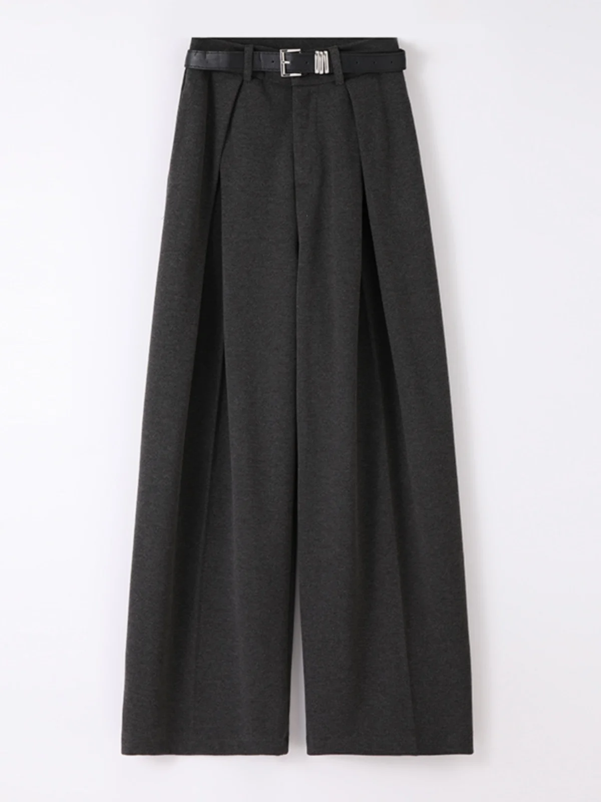 Grey Woolen Wide Leg Pants For Women's Autumn And Winter 2023 New Straight Tube Loose And Slim Drape High Waisted Casual Pants