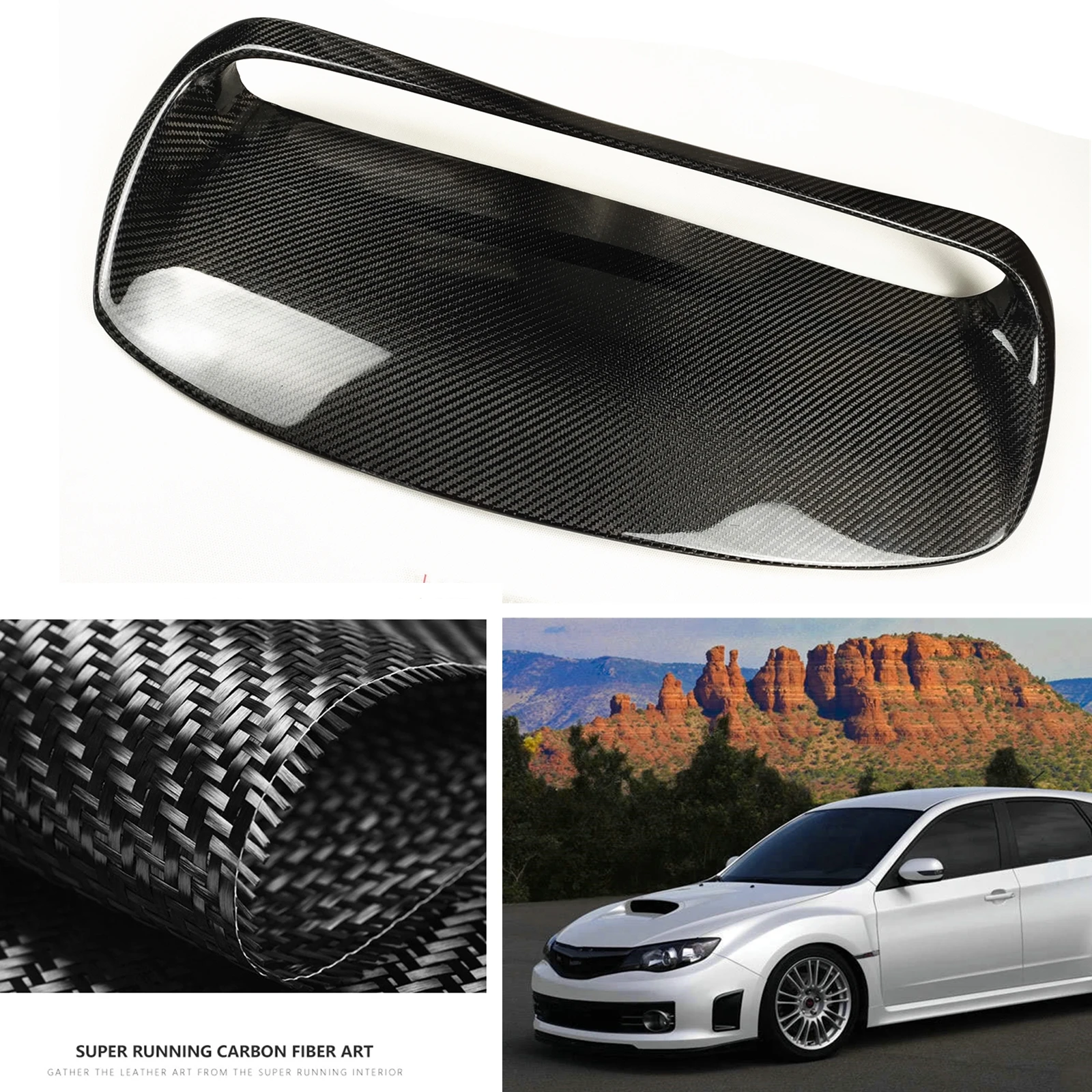 

For Subaru Impreza WRX STi 10th 2008-2014 Front Bumper Engine Bonnet Hood Cover Air Outlet Vent Trim Scoop Carbon Fiber Body Kit