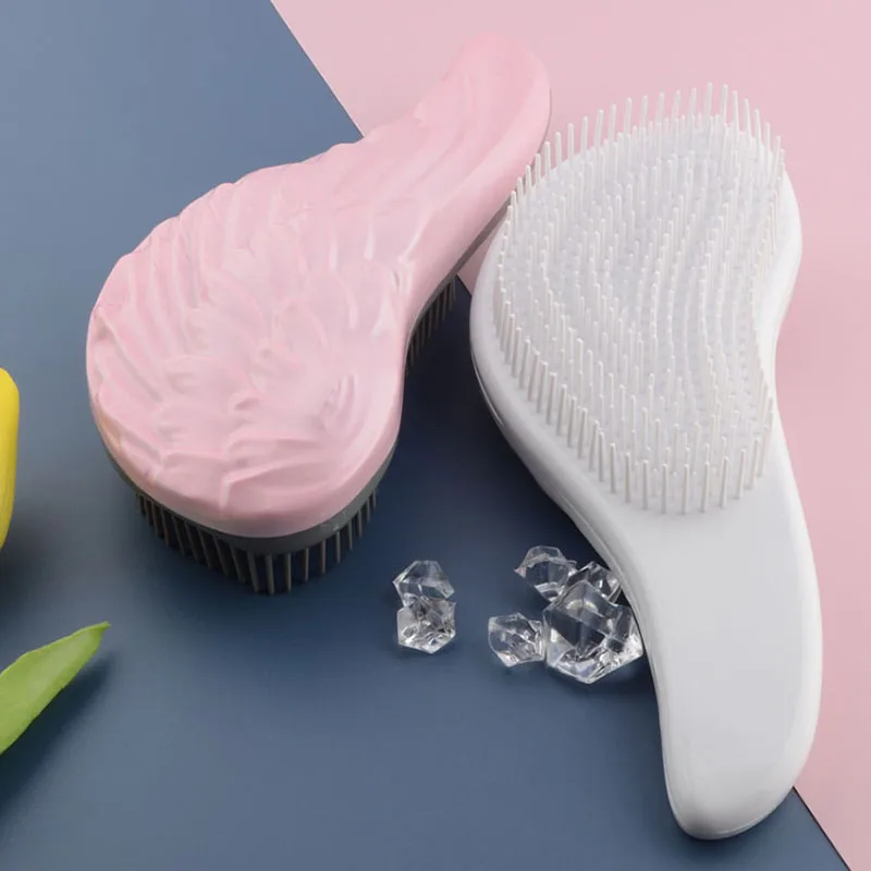 Anti-static Massage Hair Brush Dry/Wet Dual-purpose Detangle Shower Comb Comfort Angel Wing Handle Makeup Combs Styling Tools