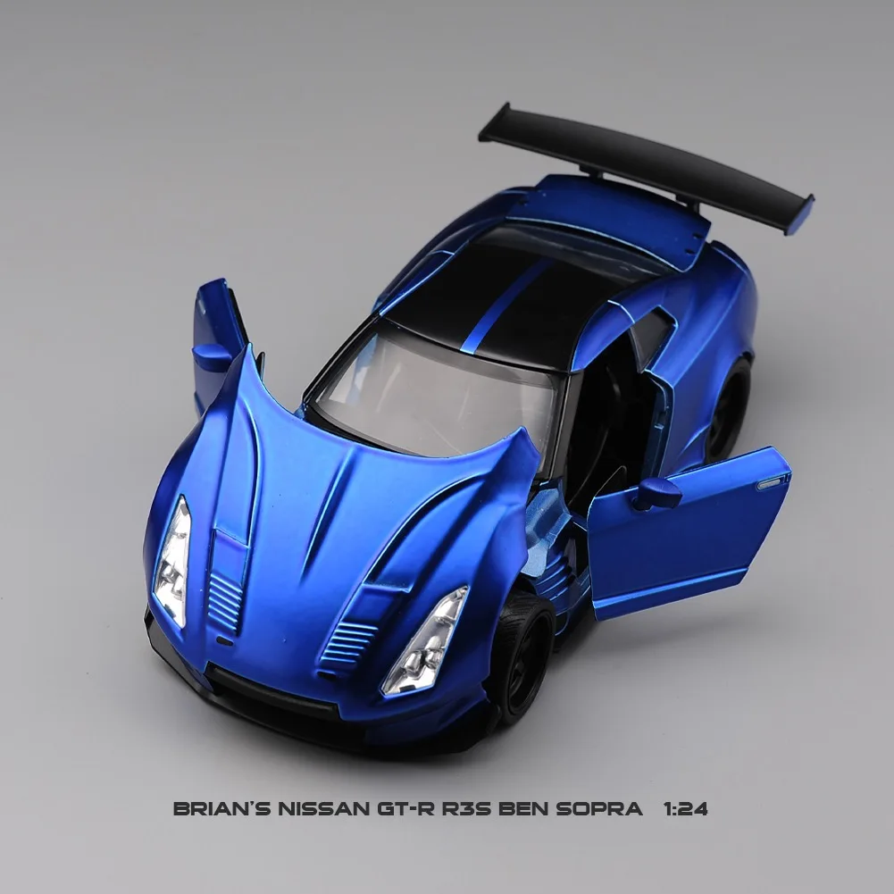 Jada Toys Fast & Furious 1:24 2009 Brian\'s Nissan GT-R R35 Ben Sopra Die-cast Car, Toys for Kids and Adults Blue