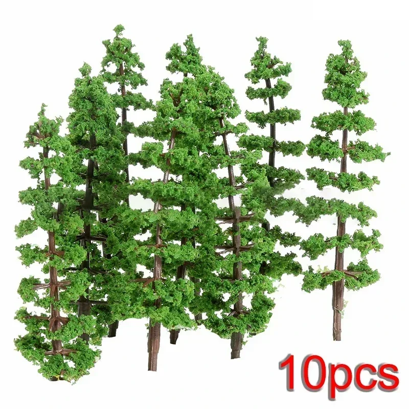 10pcs Pine Trees Model Green For Scale Railway Layout 9cm Miniature Sandtable Model Scenery DIY For Home Building