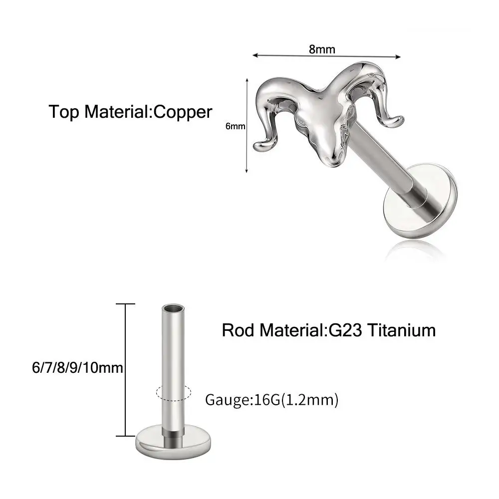 G23 قضيب تيتانيوم Labret الشفاه الأنف مسمار وأقراط للنساء ASTM F136 ثقب الجسم مجوهرات 16 جرام الزنمة الغضروف أقراط