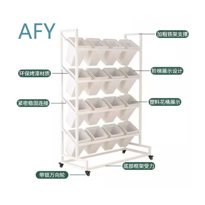 Flower Rack for Flower Shop Display Stand for Awakening Bucket Multi Layer Stepped Light Luxury Iron Movable Shelf Floral
