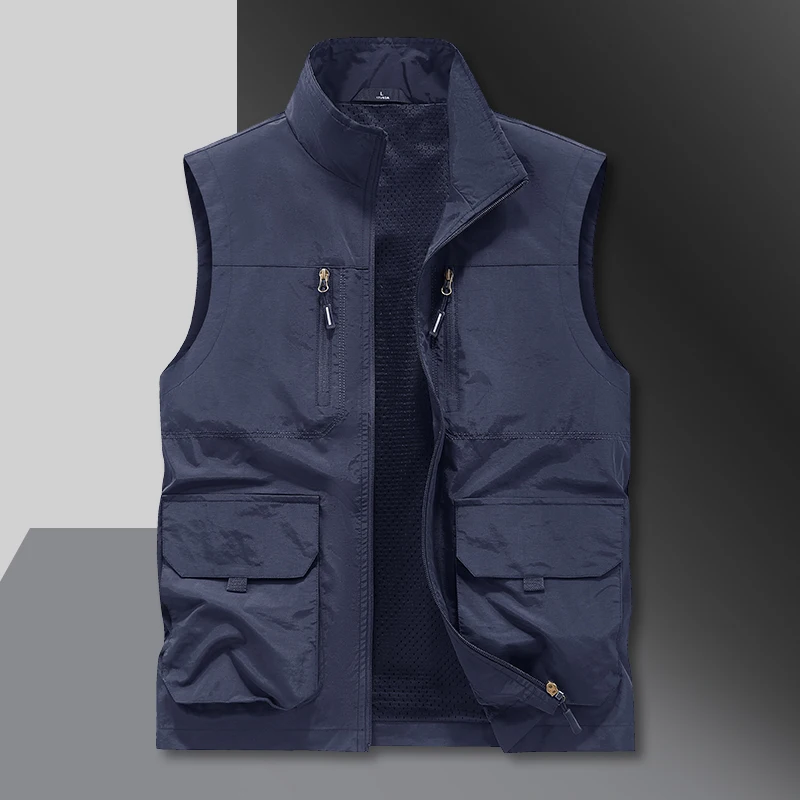 

Outdoor Vest Men Adventure Comfort Lightweight Sleeveless Jacket 2026 Spring Autumn Stand Collar Multi Pocket Lightweight Gilet
