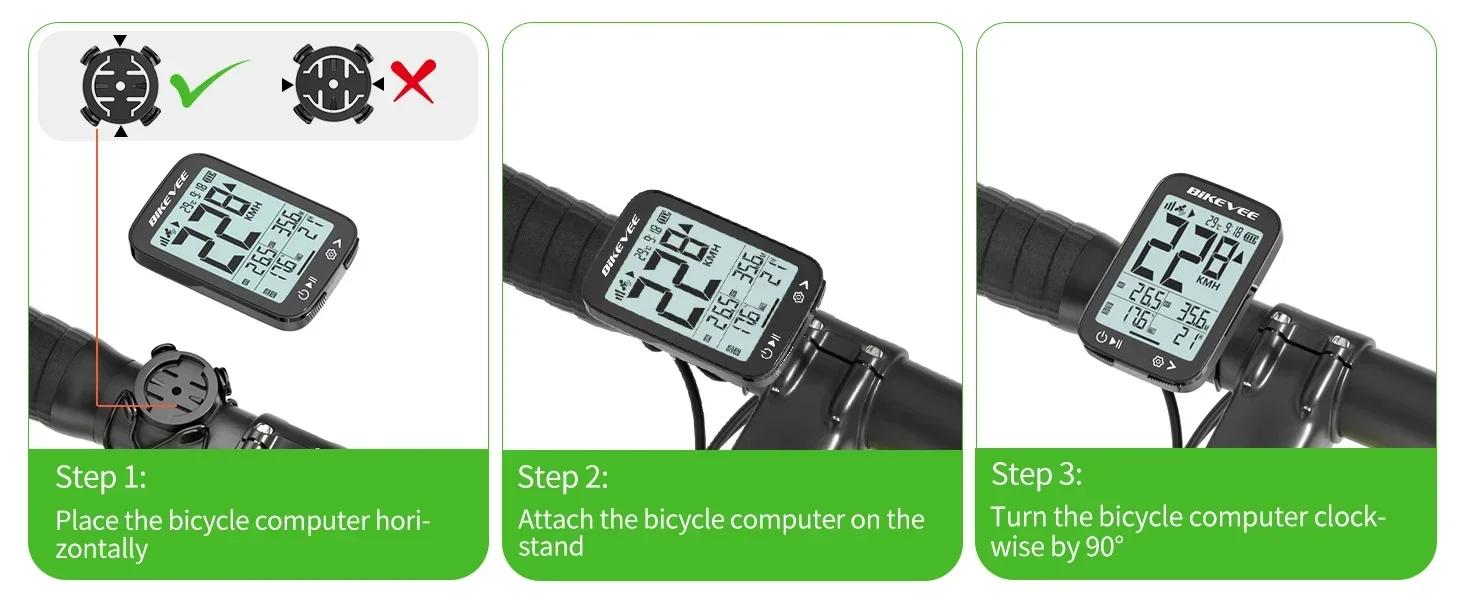 GPS-Fahrradcomputer mit kabelloser Verbindung, USB-C-Anschluss, Tachometer, Kilometerzähler, automatischer Hintergrundbeleuchtung, Höhen-, Steigungs-, Geschwindigkeits- und Kilometeranzeige – Detail 1