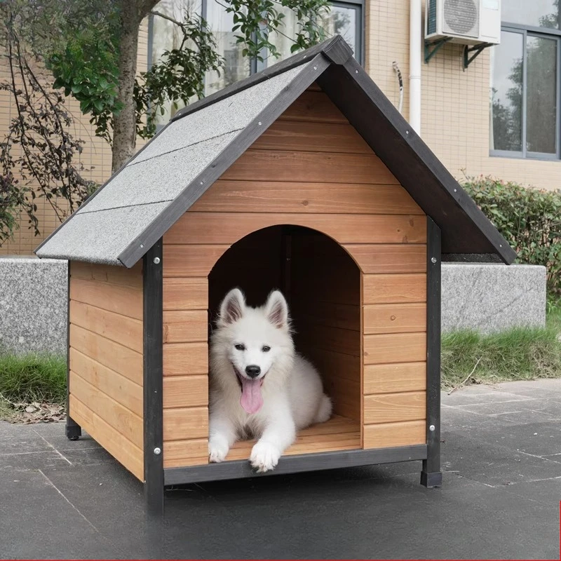 

Solid wood dog house outdoor rainproof wooden kennel villa outdoor waterproof cage large four seasons dog house kennel