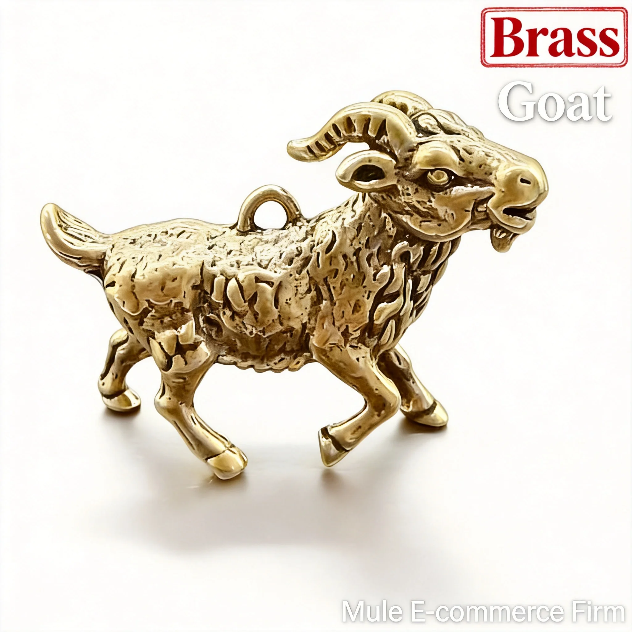 Chinese Style Lucky Solid Brass Goat Keychain Pendant Chinese Zodiac Auspicious Wealth Attracting Tea Pet Table Ornament Handmad