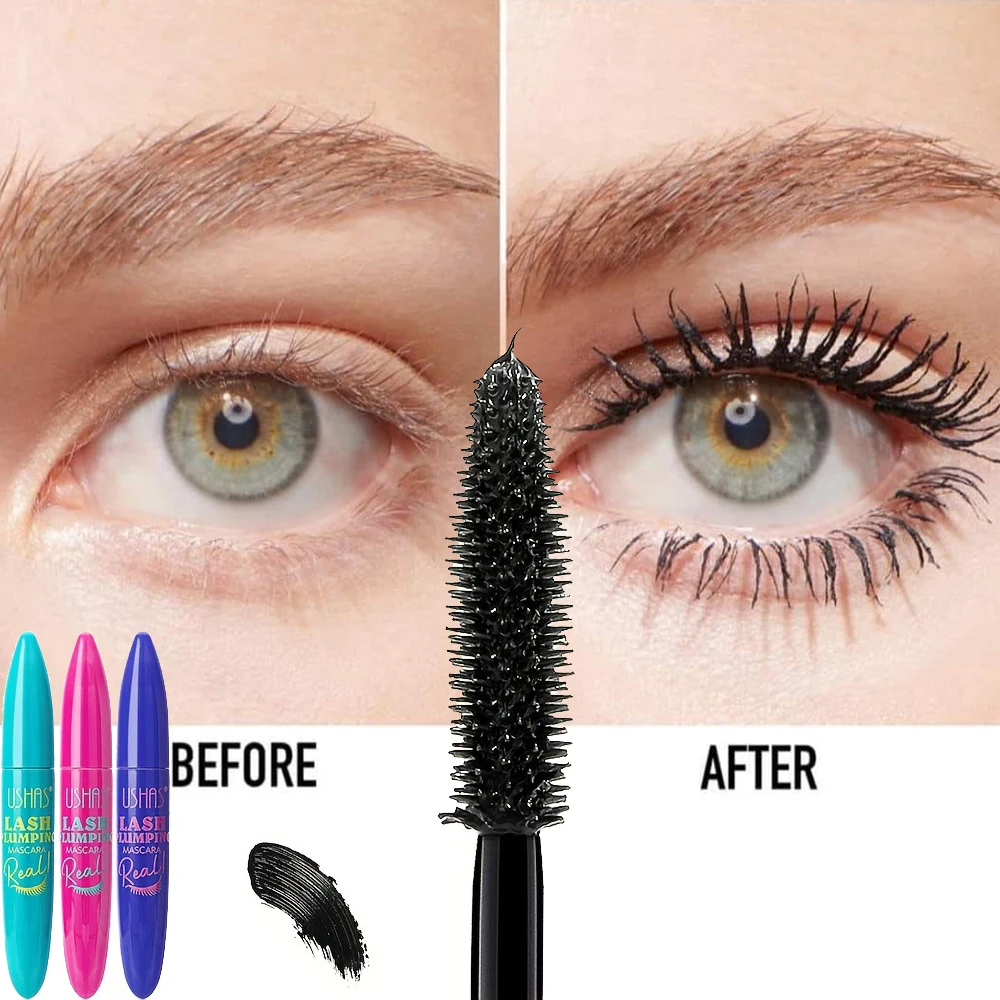 Lengthen Mascara Thick Fiber Long Lasting Curl Eyelashes Extension Waterproof Non-smudge Mascara Quick Dry Black 4D Eyes Makeup