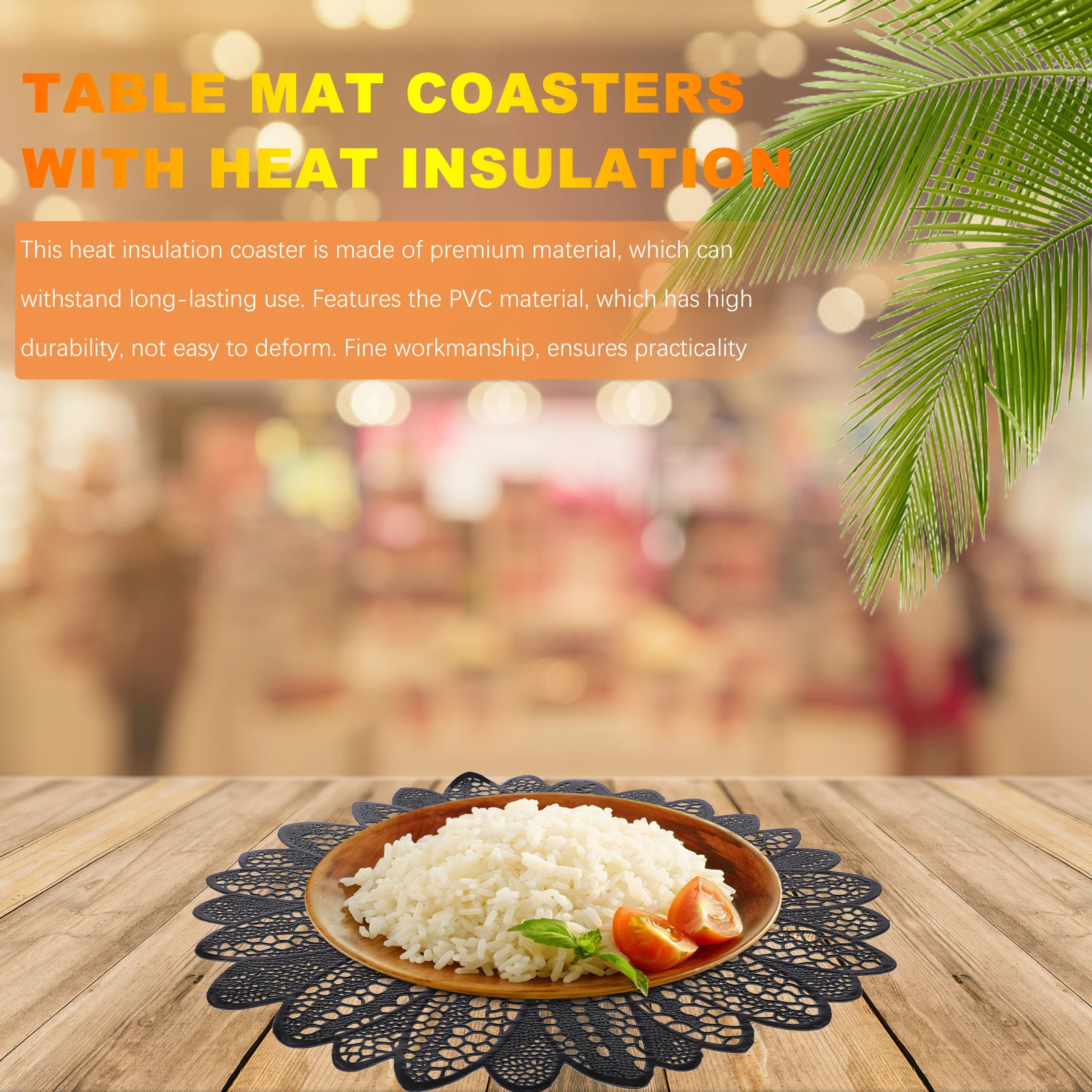 

2 Pcs Heat Resistant PVC Coasters Cup Mats Hollow Design Table Decor Festival nament Drink Accessories Protective Mat Durability